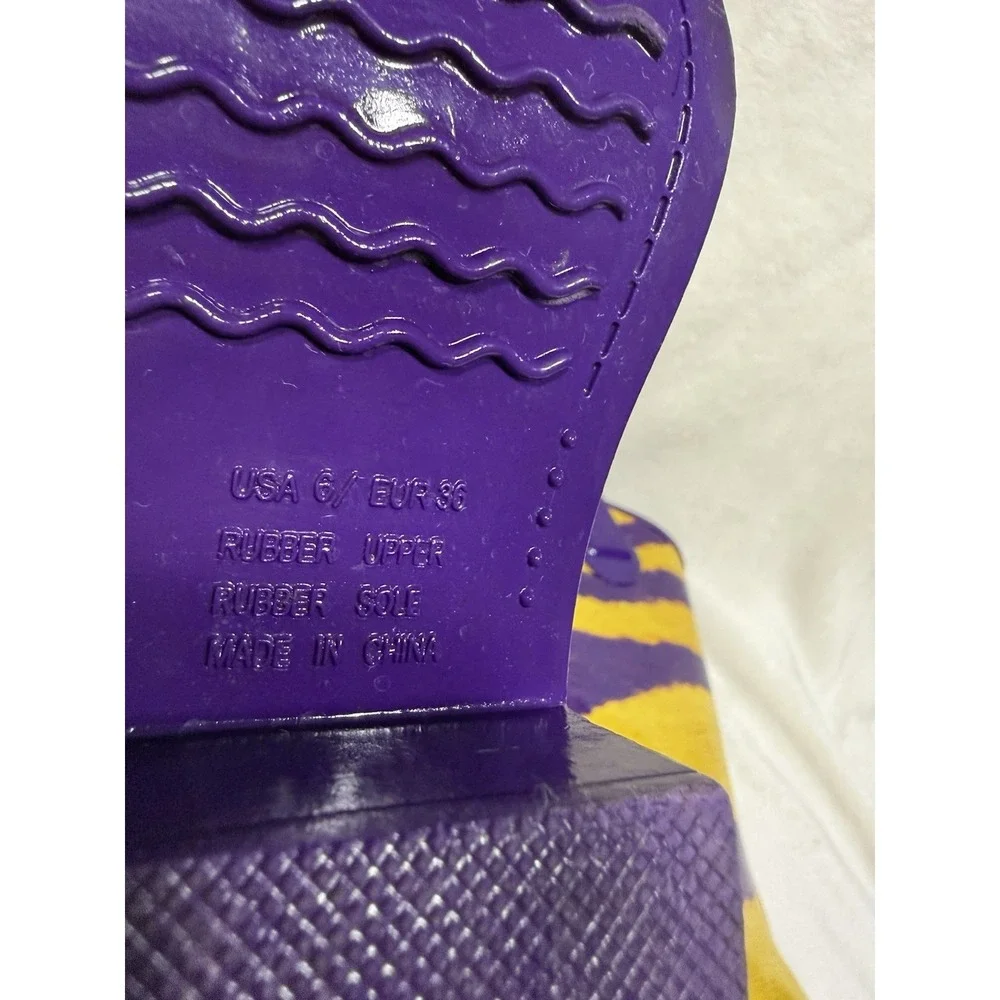 MyGameBoots Purple Gold Western Rain Boots Womens 6 Cowboy Rubber LSU